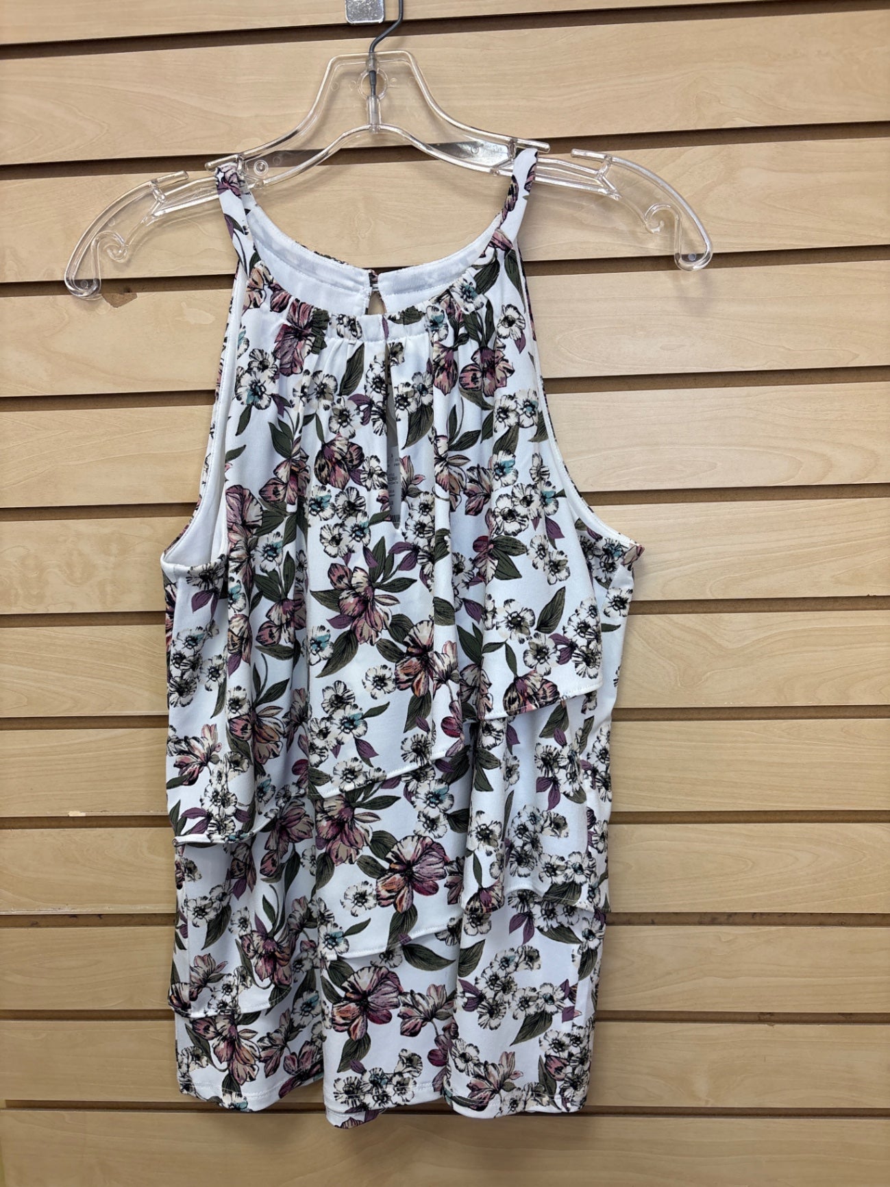 NWT WHBM Tank White with multicolored floral print