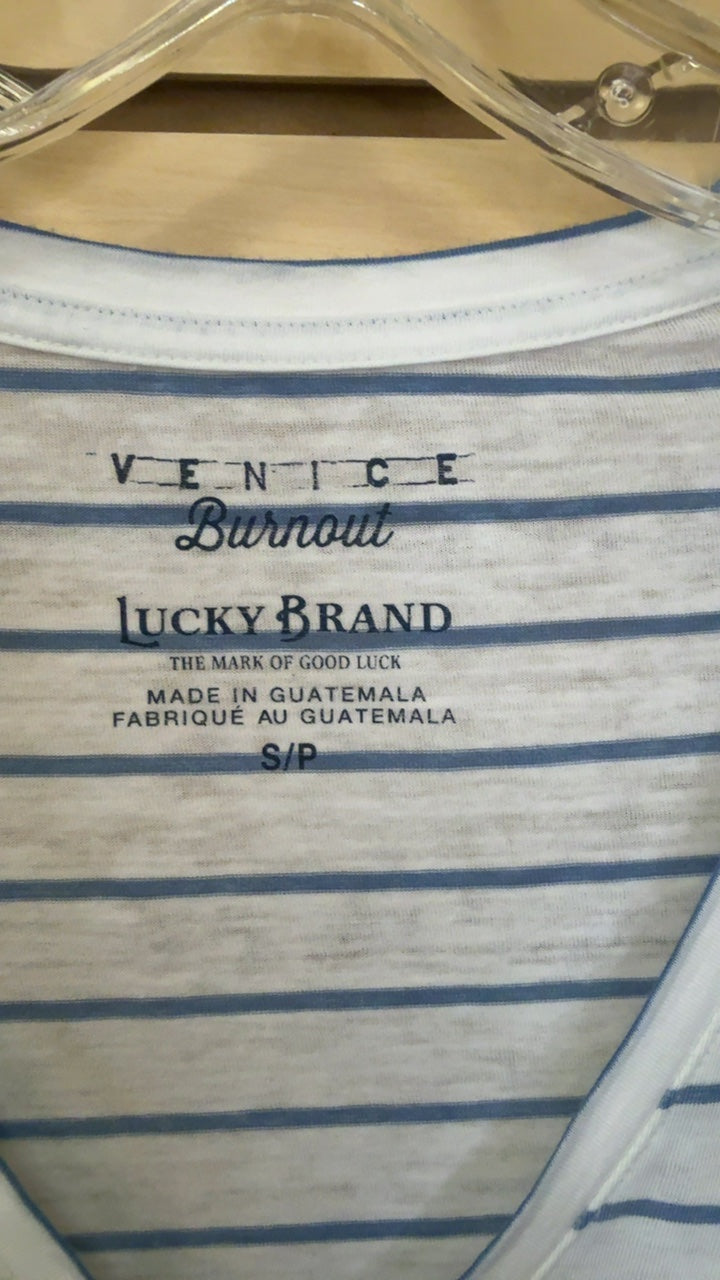 Lucky Brand Top Small White with blue stripes
