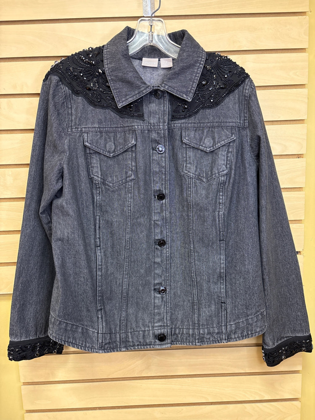 Chico's Jacket Dark gray with black