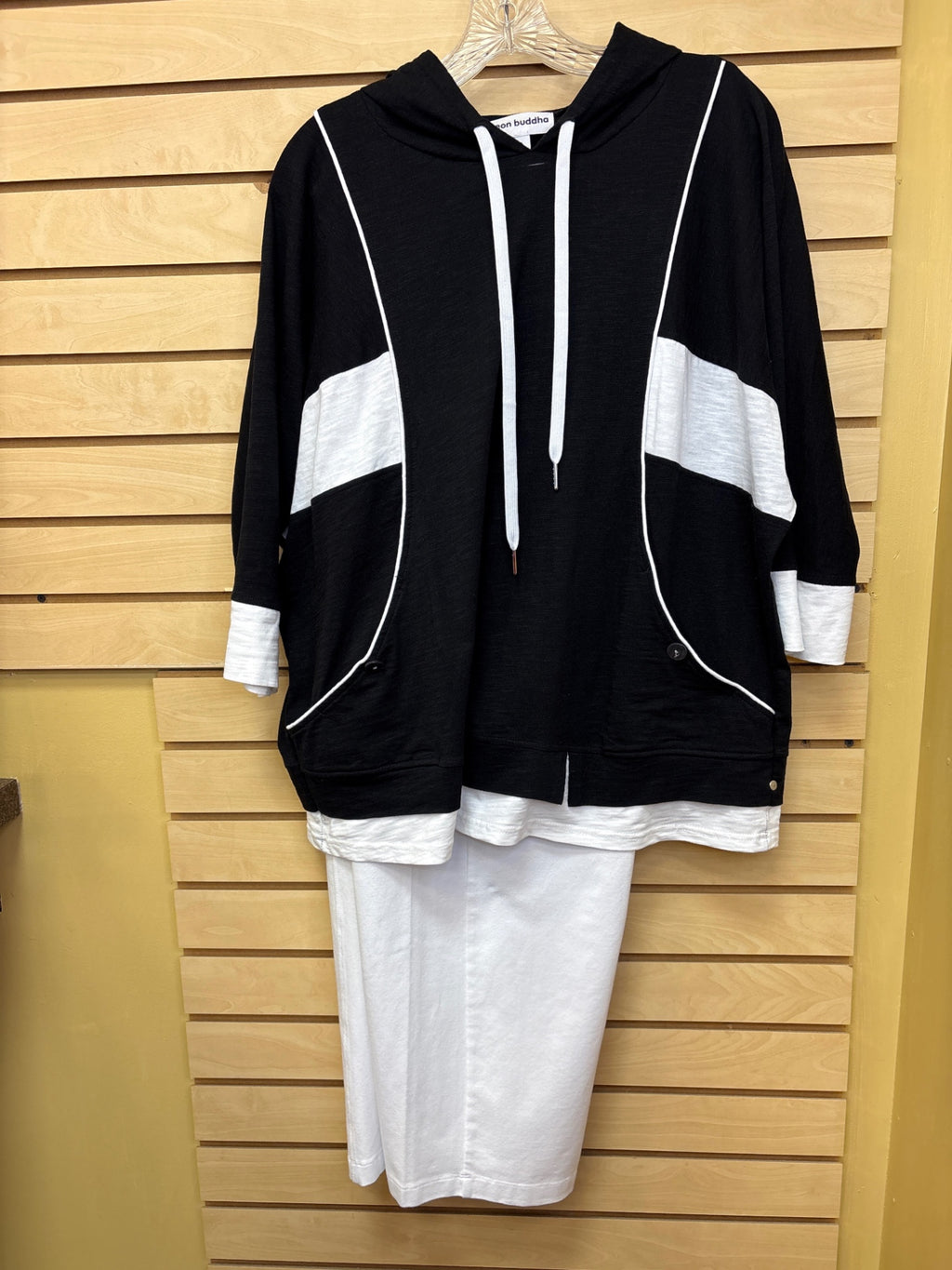 Neon Buddha 2pc Hoodie and Pants Set Black and white