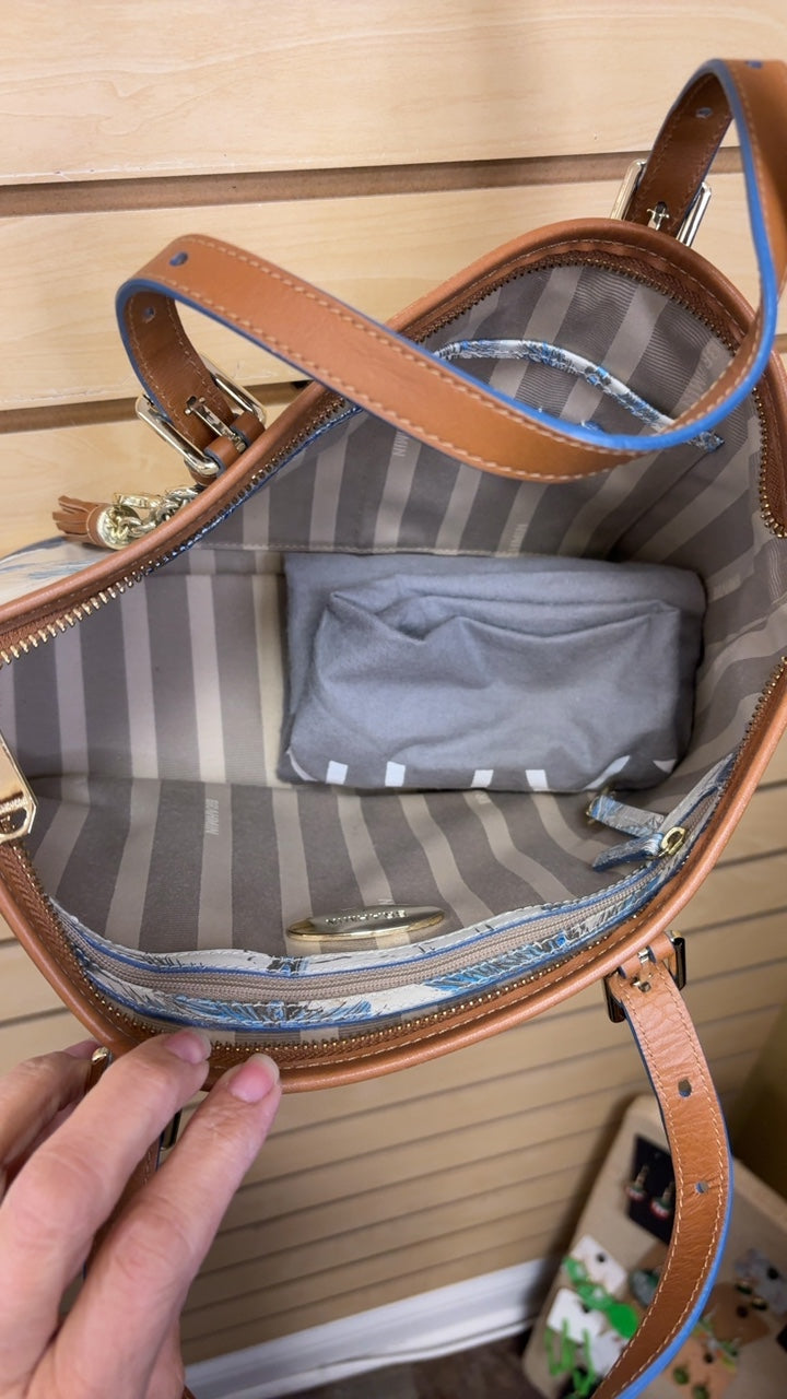 Brahmin Bag Beige and brown with blue accents