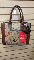 Patricia Nash Bag Beige with multicolor floral pattern and brown accents