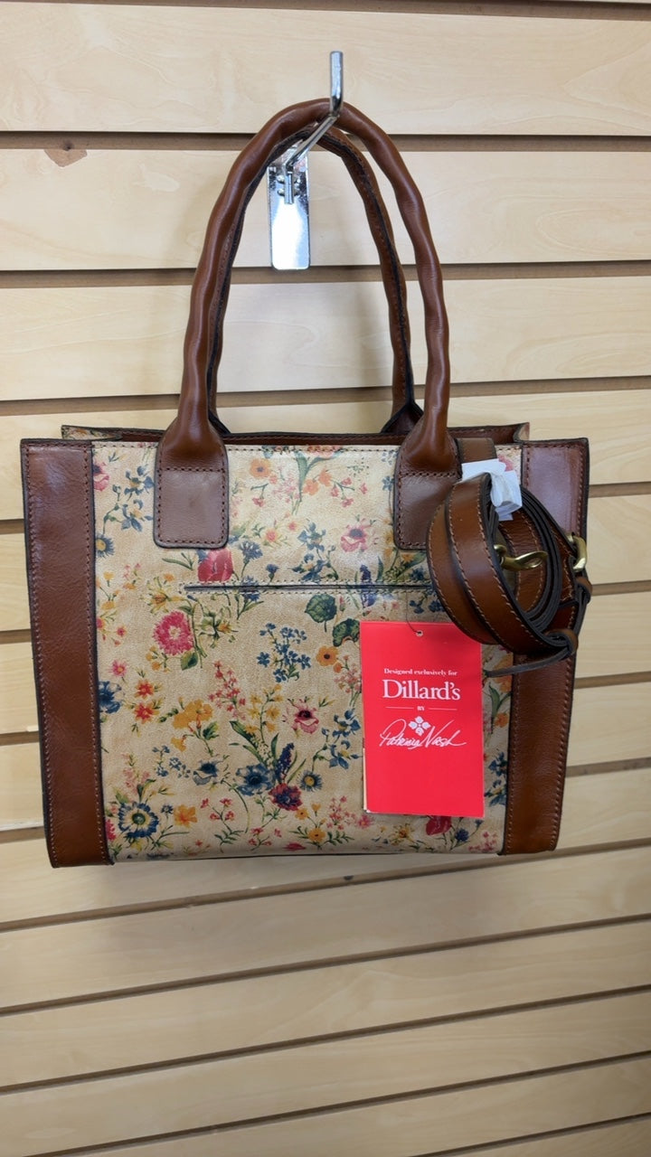 Patricia Nash Bag Beige with multicolor floral pattern and brown accents