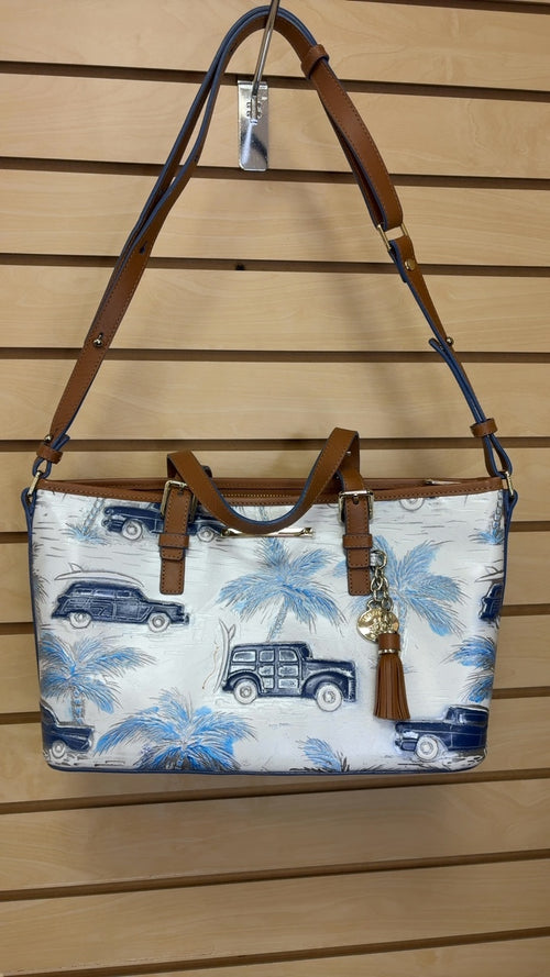 Brahmin Bag Beige and brown with blue accents