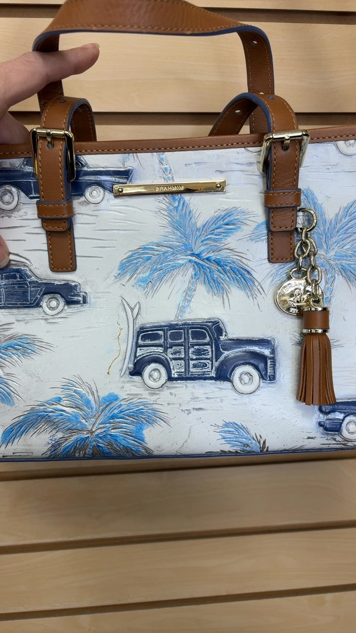 Brahmin Bag Beige and brown with blue accents