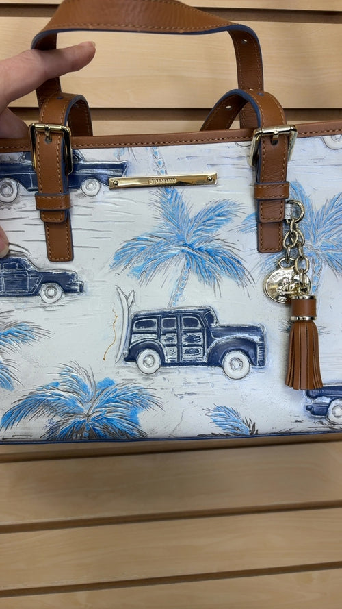 Brahmin Bag Beige and brown with blue accents